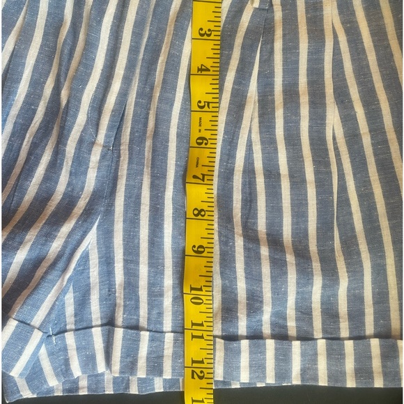 Love Tree Stripped blue, White,linen blend shorts, Small - Picture 5 of 8